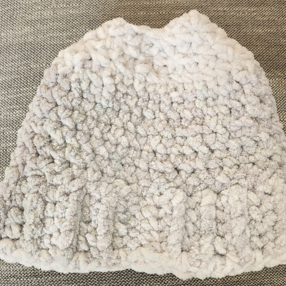 Ponytail/Bun Beanie Hat Light Gray Fading Darker